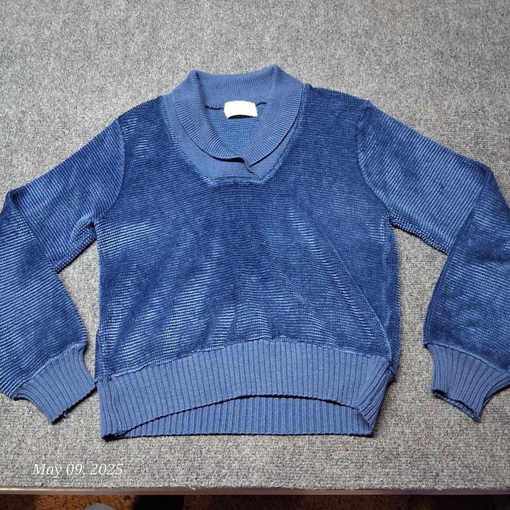 VTG Sears JR Bazaar Sweater Women Size Medium Blue Ribbed Knit 70s Rare
